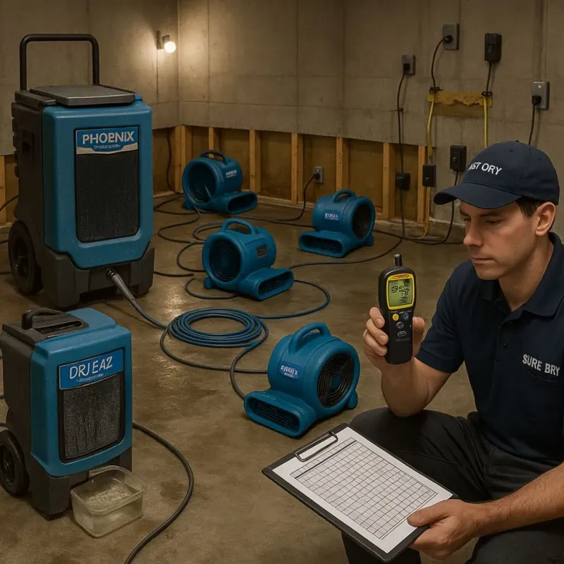 Structural Drying and Dehumidification process in Monroe, NC